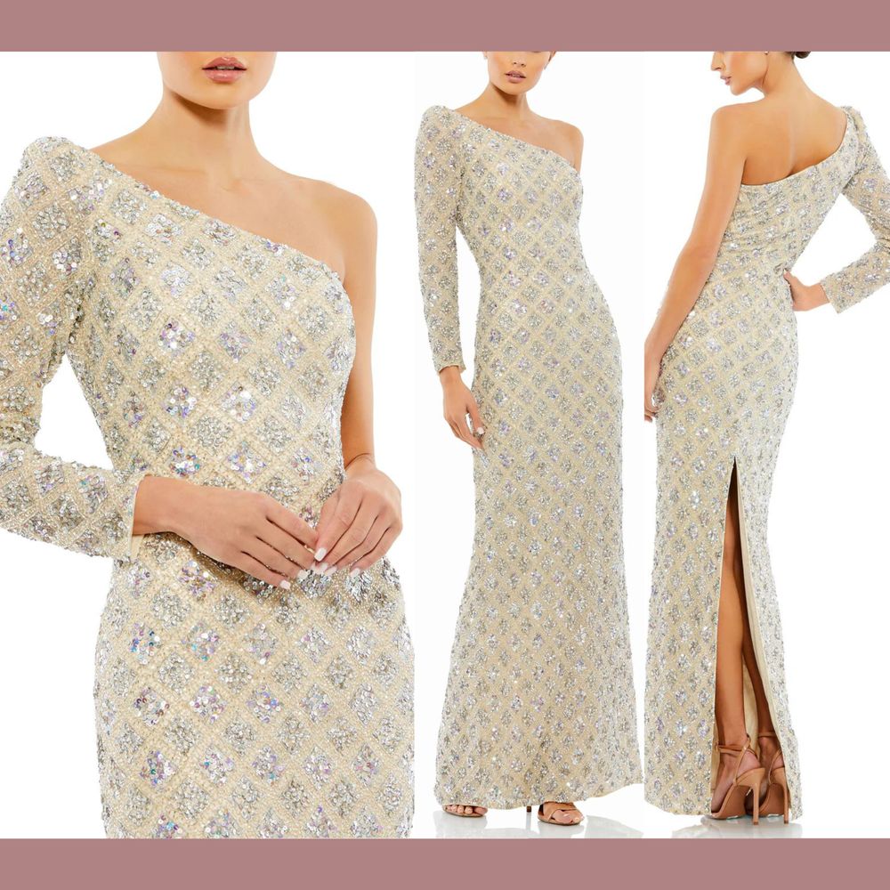 Nwt $798 Mac Duggal [ 4 ] 5479 Embellished One Shoulder Asymmetrical Gown# Q806